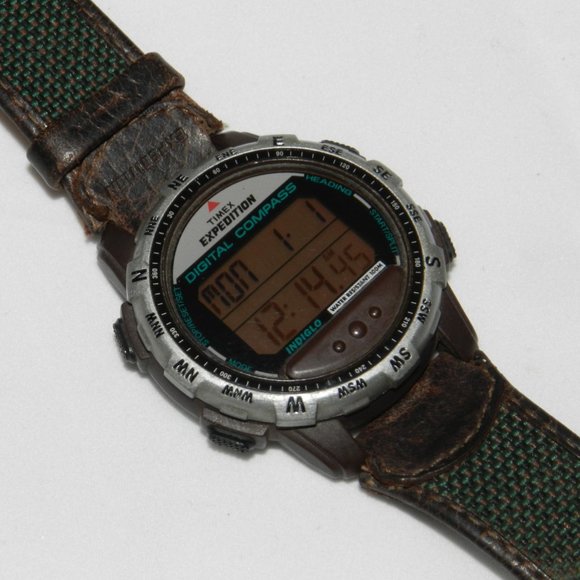 Timex Expedition Digital Watch Men Silver Tone Compass Indiglo 100M New Battery - Picture 3 of 11